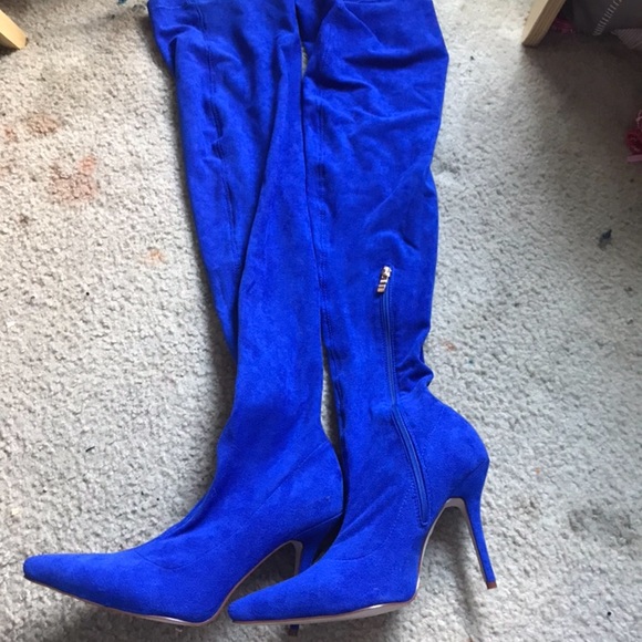 cobalt blue thigh high boots